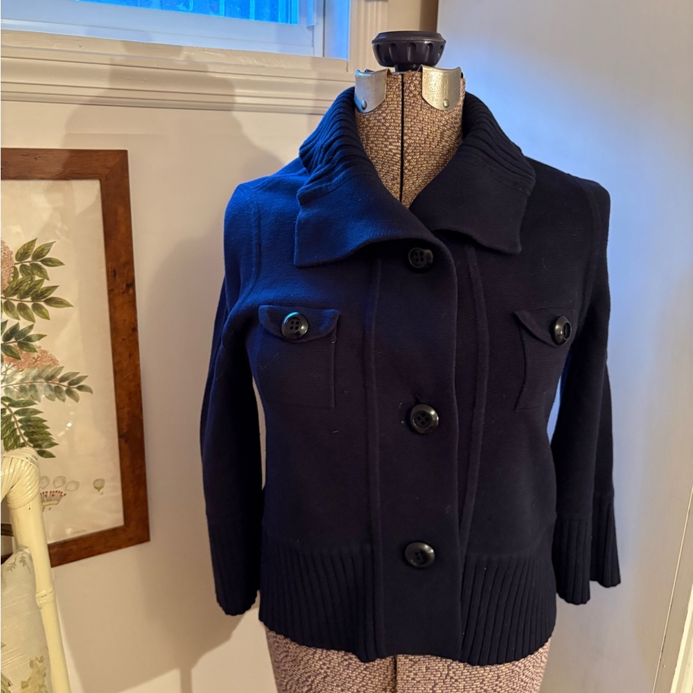 Women's Navy Button-Up Jacket